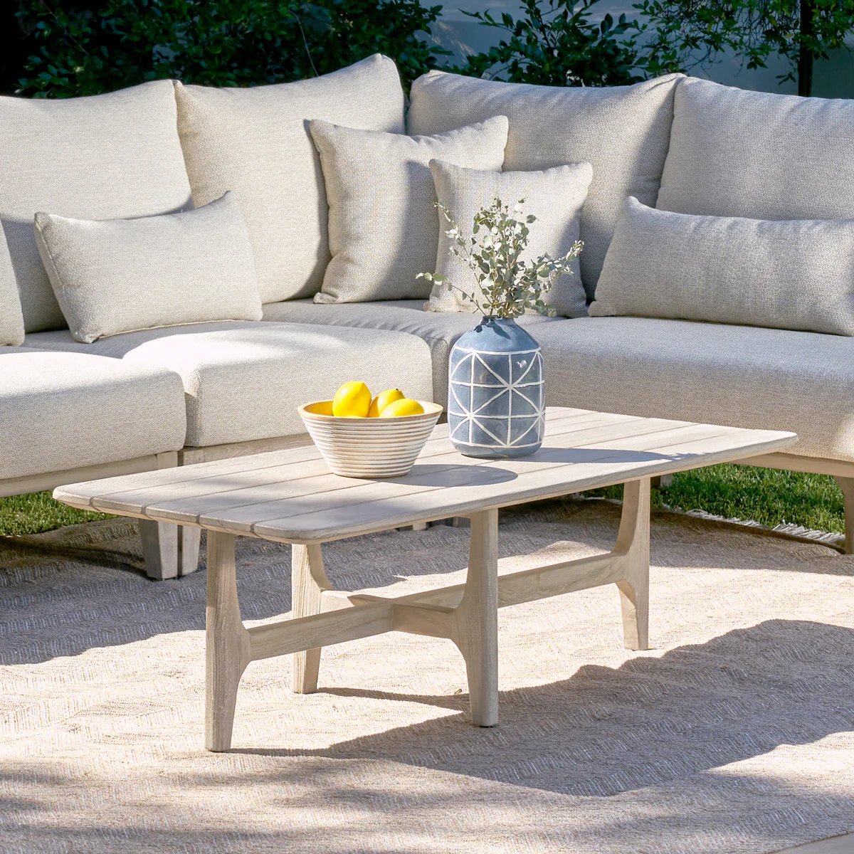 Dawn Outdoor Rectangle Coffee Table - Gray - Image 5