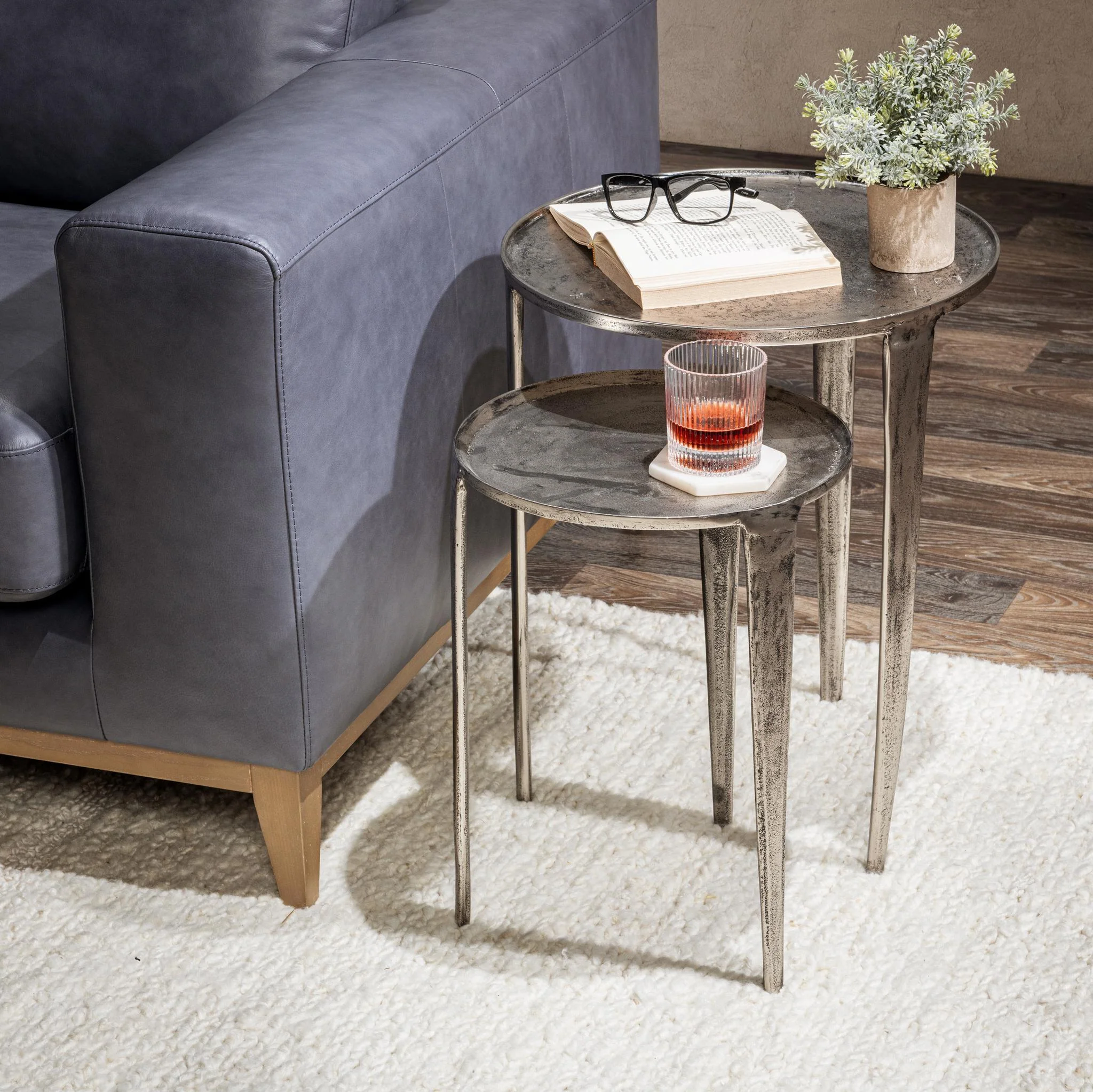 Elinor Nesting Accent Tables , Set of 2 - Antique Nickel - Image 7