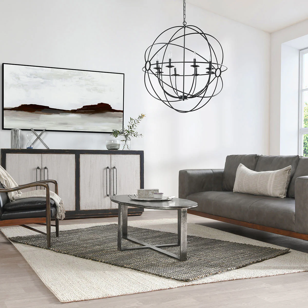 Flores Cast Aluminum Oval Coffee Table - Nickle - Image 8
