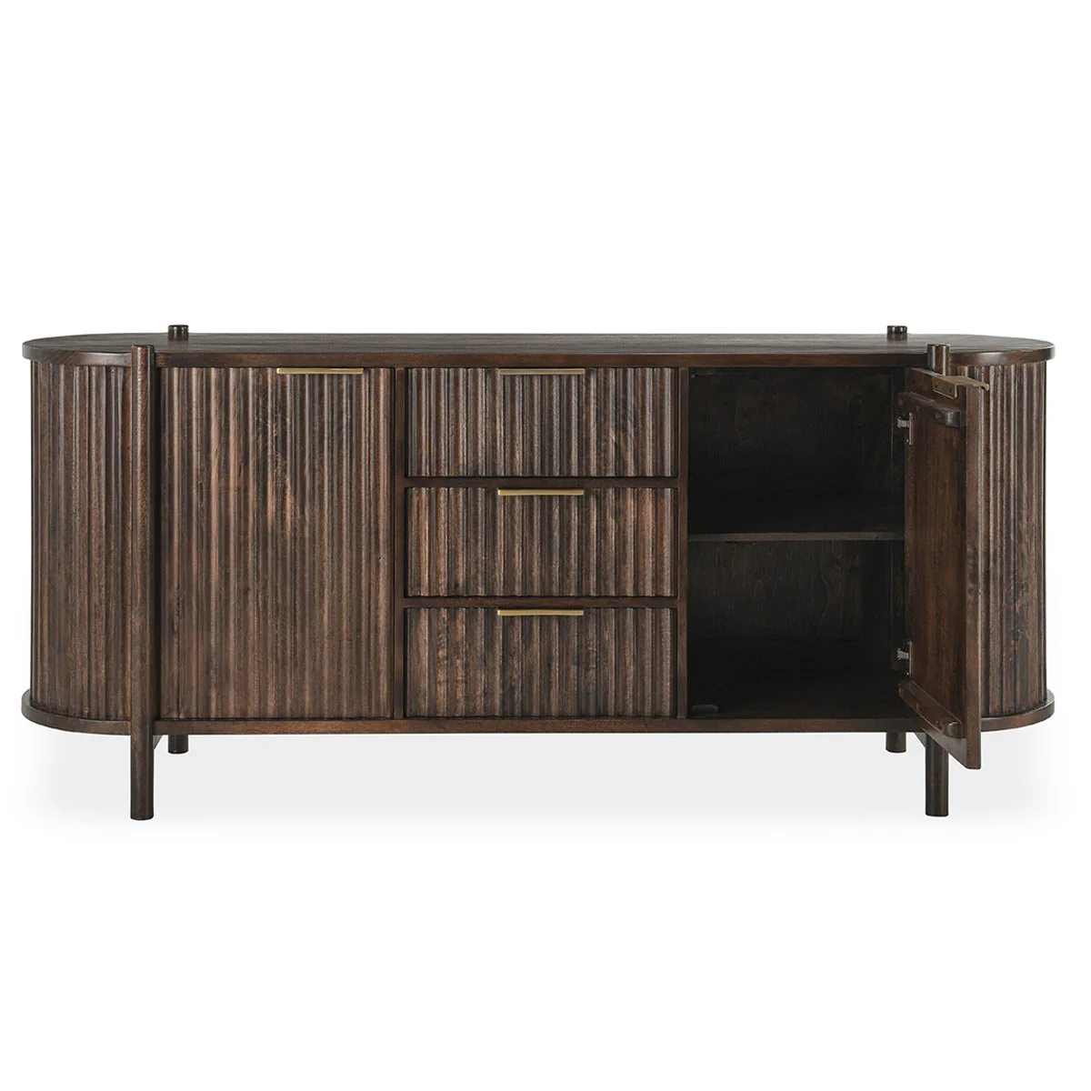 Redford 3 Drawer 2 Door Cabinet - Bark Brown - Image 4