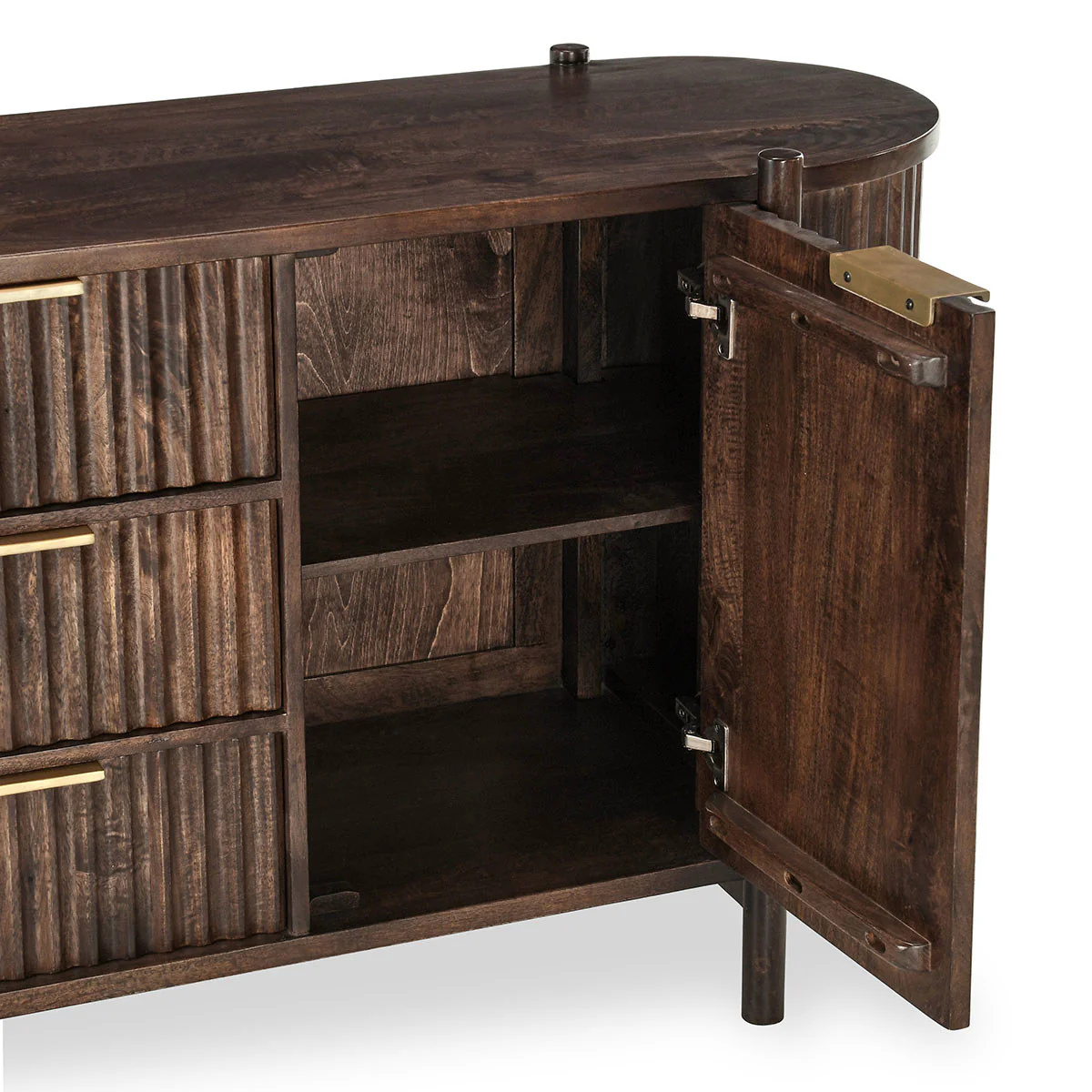 Redford 3 Drawer 2 Door Cabinet - Bark Brown - Image 7