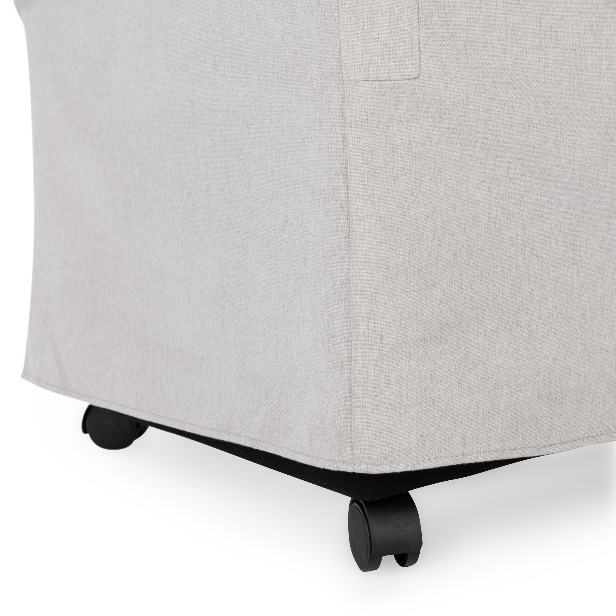Warwick Upholstered Rolling Dining Chair - Sandy Tan - Image 5